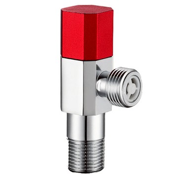 小麥購物 全銅單開一進二出角閥 L907 紅色  1個  8.5 x 2.5 x 2cm