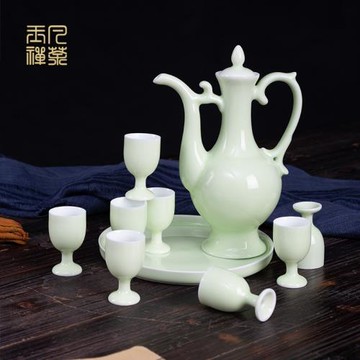 景德鎮陶瓷白酒杯套裝家用中式分酒器酒壺高腳杯小酒盅酒具黃酒杯