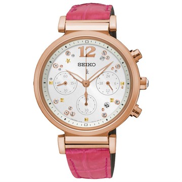 seiko SK037 精工錶 V175-0DY0R (SSC840J1)薔薇三眼計時腕表/粉36.2mm｜樂天全館特惠中★指定刷卡回饋10%
