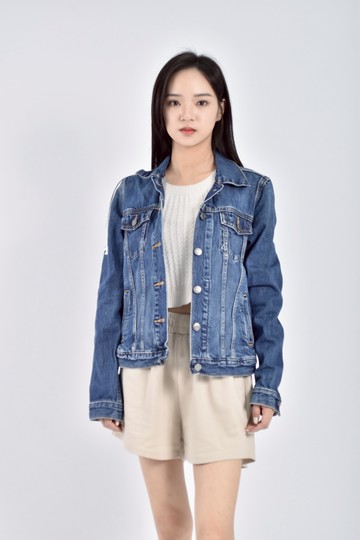 (M) gap質感丹寧牛仔棉質純棉刺繡logo藍色外套