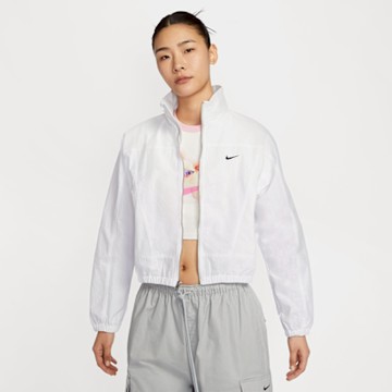 NIKE 外套 女 運動立領外套 防潑水 寬鬆版型 AS W NSW EVRTHNG WVN RPL UV 白 HJ1000-100