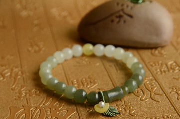 【佩芳】天然和田玉漸變手串手鏈琥珀小花