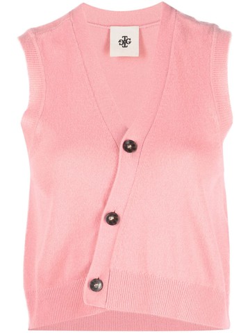 The Garment - asymmetric V-neck knit vest - women - Lambs Wool/Cashmere - 8 - Pink