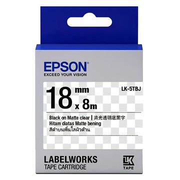 EPSON 愛普生 消光霧面系列 標籤帶 18mm  8m  透明底黑字