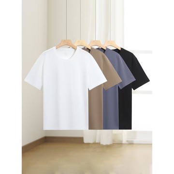 中老年男士圓領桑蠶絲棉莫代爾短袖夏季寬松加肥大碼涼爽老頭汗衫