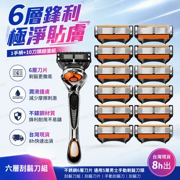 隔日達🚍 新品吉俐鋒六層颳衚刀不銹鋼6層刀片通用5層男士手動剃須刀頭 刮鬍刀組 刮鬍刀片 手動刮鬍刀 刮鬍刀