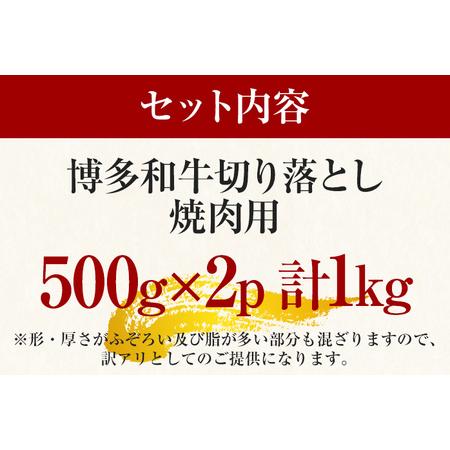 ふるさと納税 訳あり！博多和牛焼肉切り落とし　1kg（500g×2p） 福岡県田川市