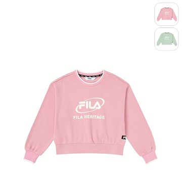 【FILA】KIDS 女童款 長袖圓領T恤-粉紅 5TEY-8403-PK