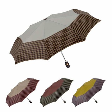 10441 「千鳥格紋」自動折傘 淡雅灰