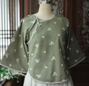 【野有雛菊】民國復古風 小雛菊繡花/純棉上衣/苧麻半身裙