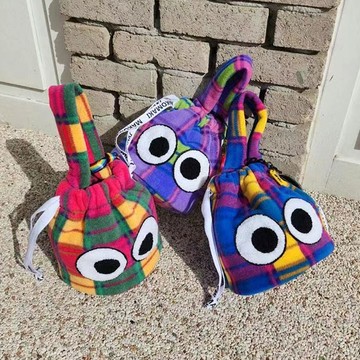 ANNAS 正韓 大眼睛 小手提包 撞色蘇格蘭紋 法蘭絨格子 格紋 亮色系 可愛 手拿包 束口包 水桶包 網紅 笑臉 韓國