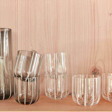 OYOY Mizu條紋手工玻璃杯2入組 / 威士忌杯- 格雷灰