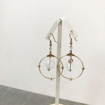 異國泡泡_黃銅耳環_透明條紋(可改夾)