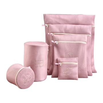 bebehome 日式加厚雙層洗衣袋 六件組 - 粉色  1組