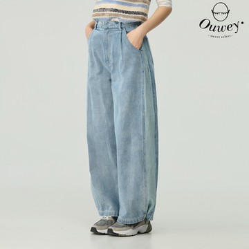 OUWEY歐薇 可調式高腰老爺牛仔褲(淺藍；S-L)