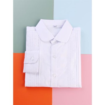 女童襯衣春秋裝純棉純白色襯衫兒童長袖小學生大女孩校服蕾絲童裝
