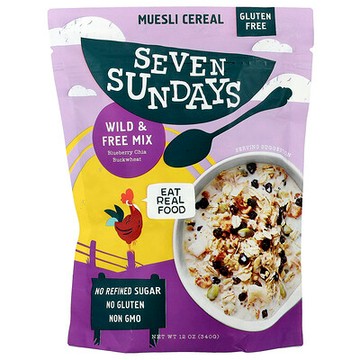 Seven Sundays, 什錦穀物，Wild&Free Mix，藍莓奇亞籽蕎麥味，12 盎司（340 克）