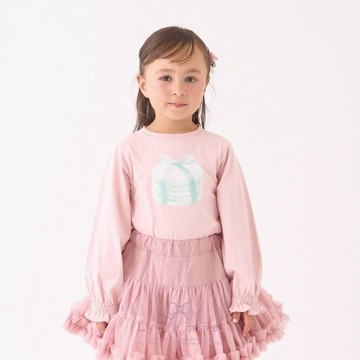 petit main 品牌旗艦店 童裝【Lycee mine 芭蕾系列】印花拼接上衣 【LM】【日本直接出貨】