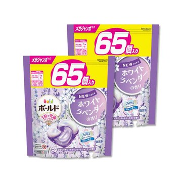 (2袋130顆超值組)日本P&G-Bold強洗淨4合1消臭柔軟香氛洗衣凝膠球65顆/紫袋-薰衣草茉莉(洗衣膠囊,洗衣球)