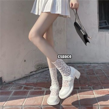 【買三免二】蕾絲小腿襪白絲日系少女JK黑色鏤空顯瘦百搭網襪