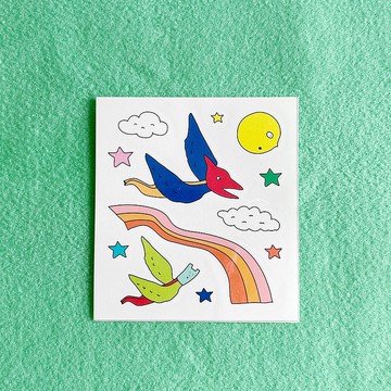 翼龍的一片天 繽紛版 2入 恐龍季 紋身貼紙