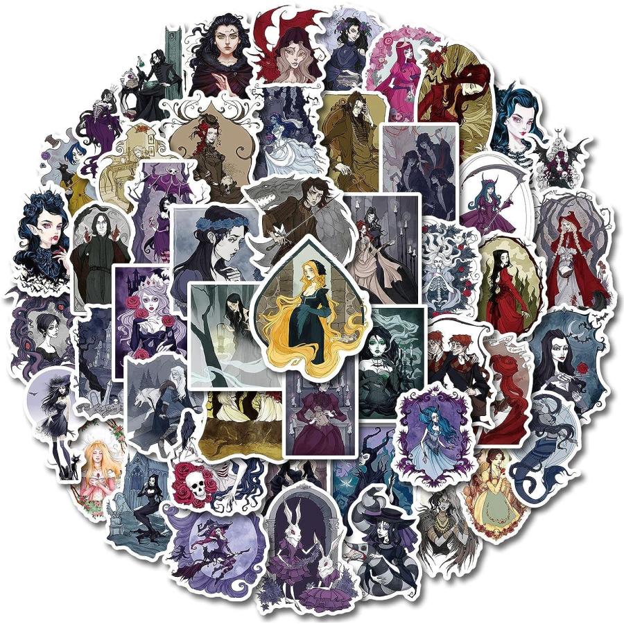 50Pcs Black Creative Stickers Black Fairy Tale Series Stickers In　並行輸入