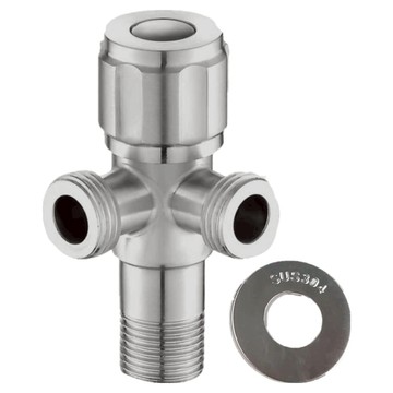 LEADER 麗達 304不鏽鋼 陶瓷芯 垂直一進二出 三角凡而 不鏽鋼原色 200g  8.5cm  1個