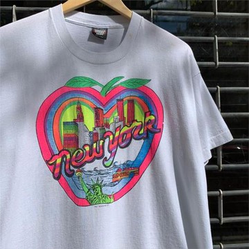 NEW YORK 紐約90年代復古感穿搭單品圓領短袖T恤情侶裝街頭hiphop