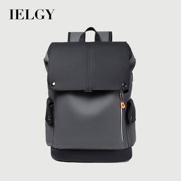IELGY 新款防水後背包男士學生休閒大容量電腦包時尚商務包翻蓋式