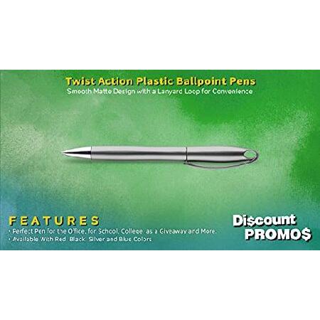 10 Twist Action Plastic Ballpoint Pens Matte Barrel, Black Ink Silver