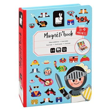 Janod磁鐵遊戲書 男孩變裝秀 硬殼包裝 磁鐵板 36枚磁貼  44片  1本