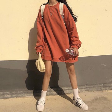 長袖T恤衛衣女韓版潮慵懶風bf寬松百搭打底衫上衣服春秋薄款新款【聚寶屋】