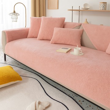 Mini嚴選 北歐風冬季保暖羊羔絨沙發墊 三人座  粉色  70 x 180cm