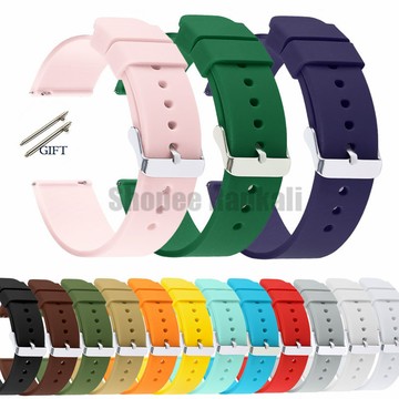 14/16/18/20/22/24 毫米矽膠錶帶快速釋放橡膠錶帶柔軟運動腕帶男士女士通用彩色手鍊帶