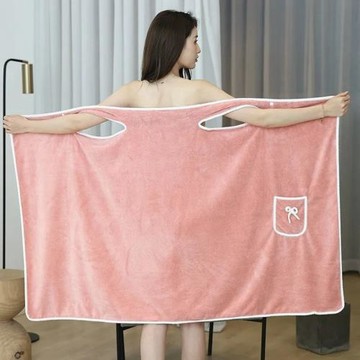 可穿浴巾女成人吊帶浴裙可裹浴袍非純棉美容院家用吸水速干不掉毛
