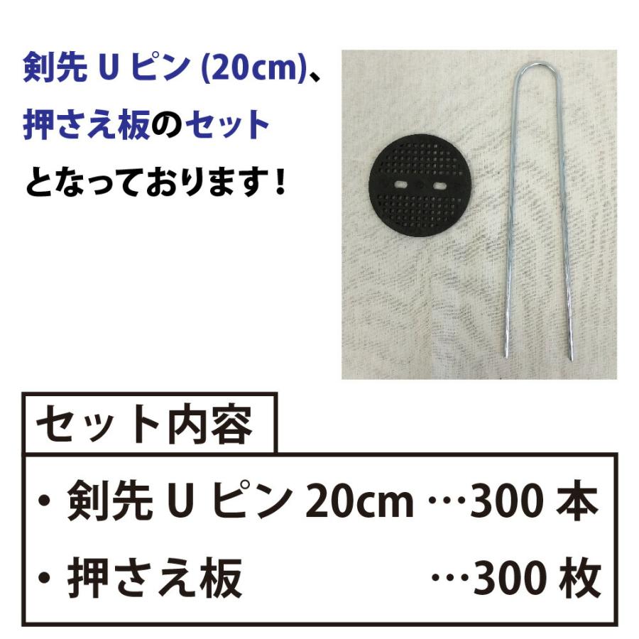 daim 防草シート押さえ板付きセット 剣先Uピン20cm 300セット 園芸 防草 防草シート ピン 押さえ おさえ ガーデニング 家庭菜園