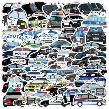 🔥買100張送100張🔥警車貼紙 卡通警車貼紙 警察貼紙 兒童貼紙 男孩子貼紙 獎勵貼紙 行李箱貼紙 DIY手賬咕卡貼紙