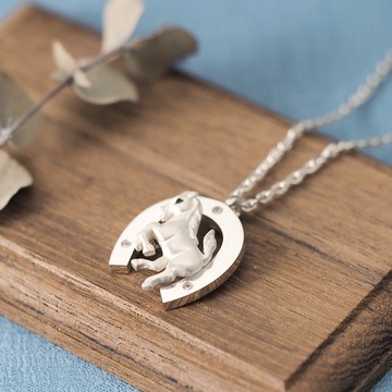 駿馬 + 馬蹄 男士項鍊 925純銀