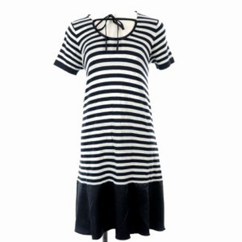 中古 ルカ Luca ワンピース ひざ丈 Uネック 半袖 切替 ボーダー グレー 黒 ブラック Tm レディース 通販 Lineポイント最大1 0 Get Lineショッピング