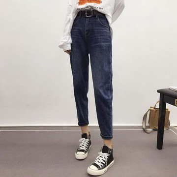 佐娜71010高腰牛仔褲女九分顯瘦哈倫褲秋2025新款休閑老爹蘿卜褲