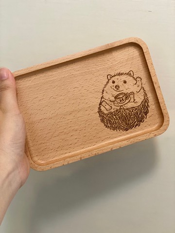 刺絆刺蝟小木盤 18X13 cm 可客製 盤子 餐盤