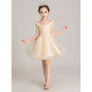 女童高檔晚禮服公主裙蓬蓬紗小女孩婚禮花童兒童主持人鋼琴演出服