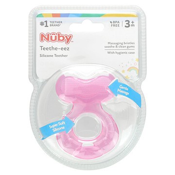 Nuby, Teethe -eez，矽酮牙膠，3 個月以上嬰兒，粉色，2 件套