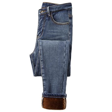 牛仔褲 加厚加絨牛仔褲女季高腰韓版顯瘦帶絨保暖外穿小腳褲子  瑪麗蘇