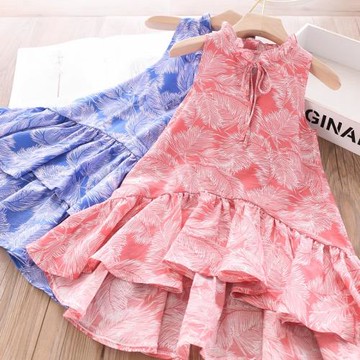 夏季新款女童氣質夏威夷風情雪紡涼爽背心連衣裙童裝
