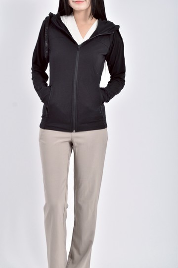 (S) hut質感棉質連帽長袖黑色外套