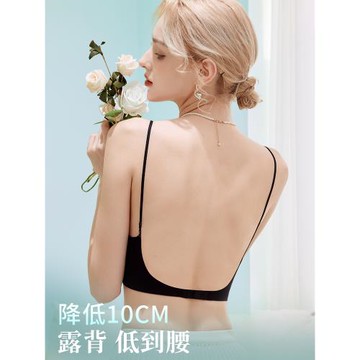 (免運)u型美背內衣女小胸聚攏黑色細肩帶無痕2025新款爆款隱形露背文胸