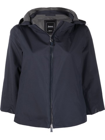 Herno - cropped hooded jacket - women - Polyester/Polytetrafluoroethylene (PTFE) - 42 - Blue