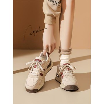 厚底運動鞋女2025新款秋冬復古美拉德休閑德訓鞋增高加絨老爹鞋子