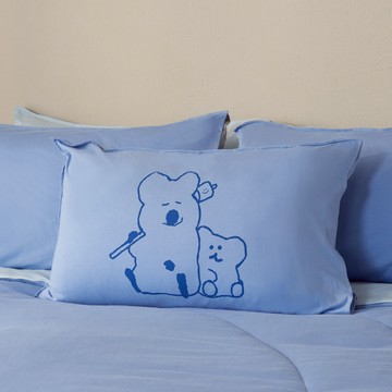 DINOTAENG｜QUOKKA & BOBO 網印信封式枕套1入-海島藍